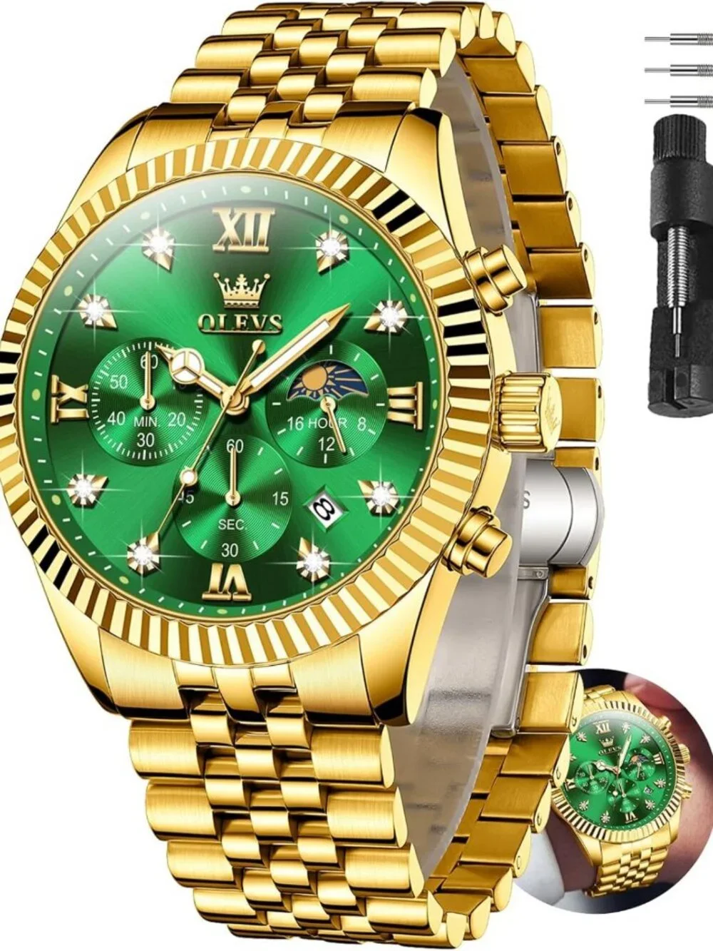 Luxury Stainless Steel Men's Watch | Waterproof Quartz Dress Watch with Big Face